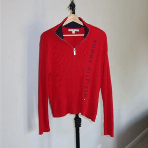 Tommy Hilfiger Vintage Ribbed Knit 1/4 zip logo sweater